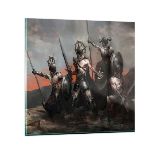 Obraz na skle - So štítom alebo na štíte - 70x70 cm