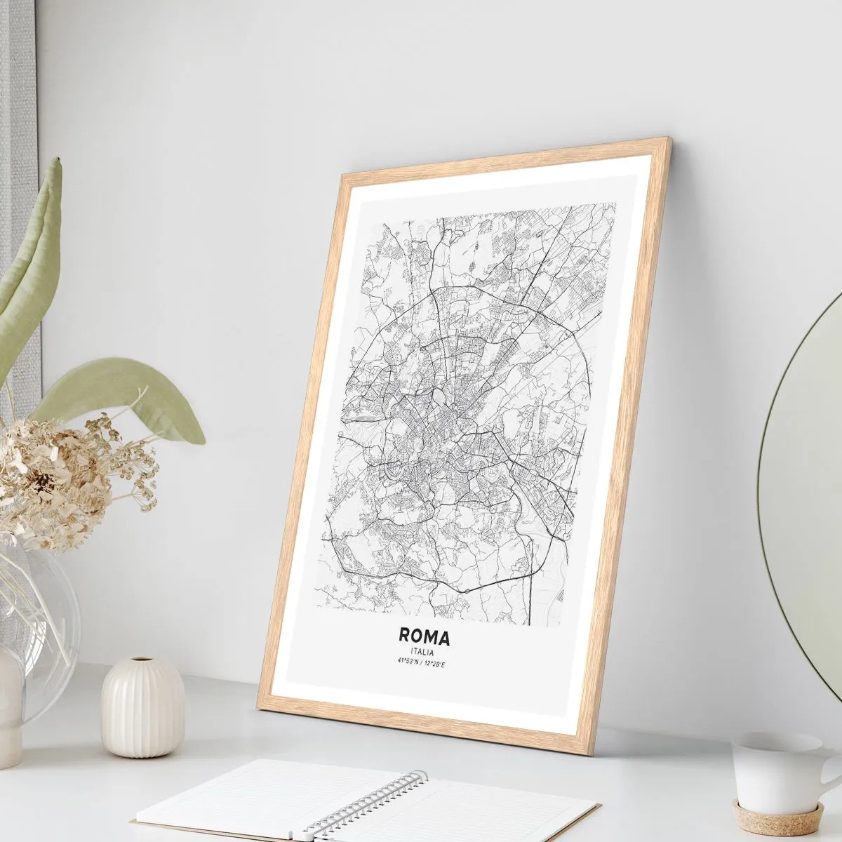 Plagát v ráme zo svetlého duba - Rímsky kruh - 50x70 cm