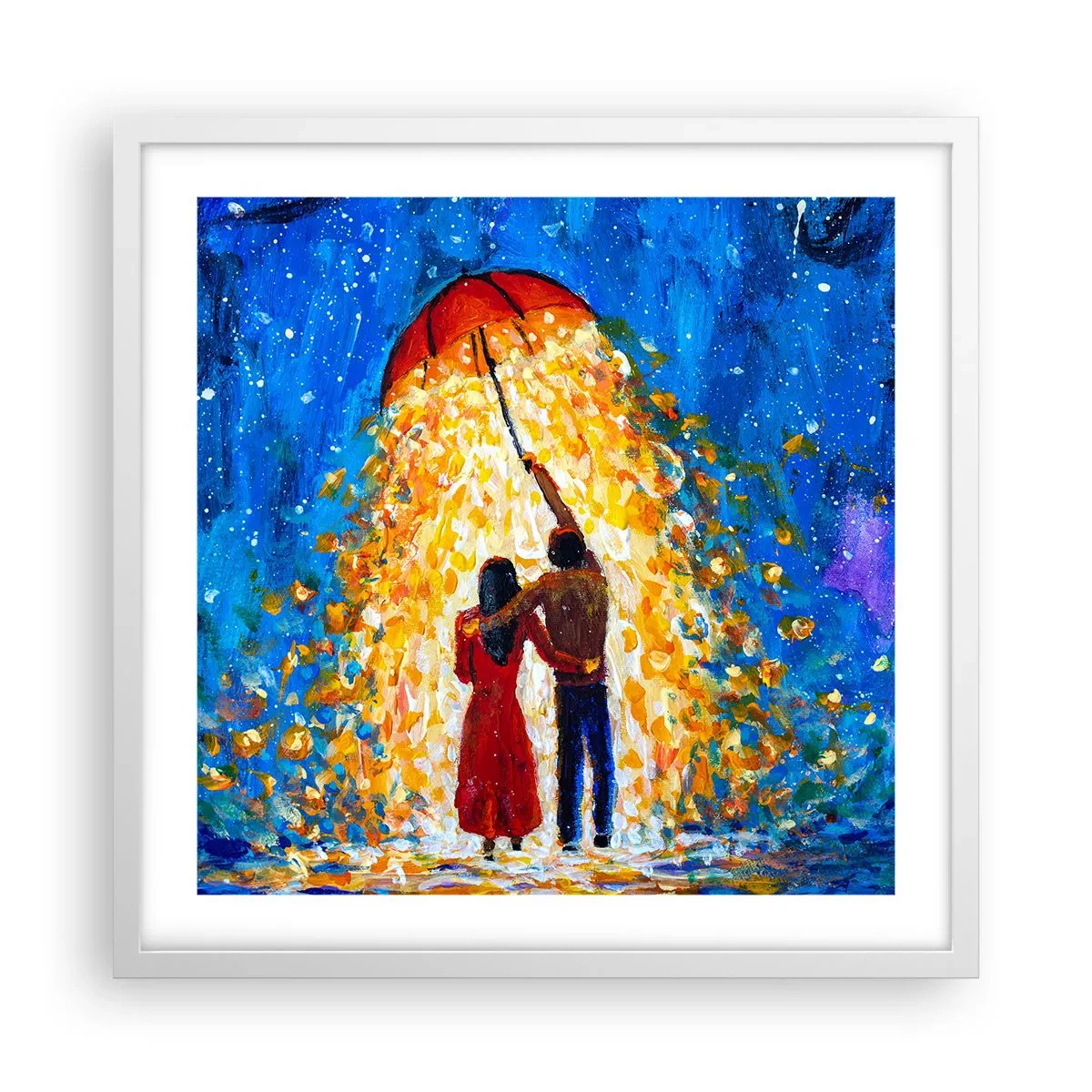 Plagát v bielom ráme - Mágia daždivého večera? - 50x50 cm