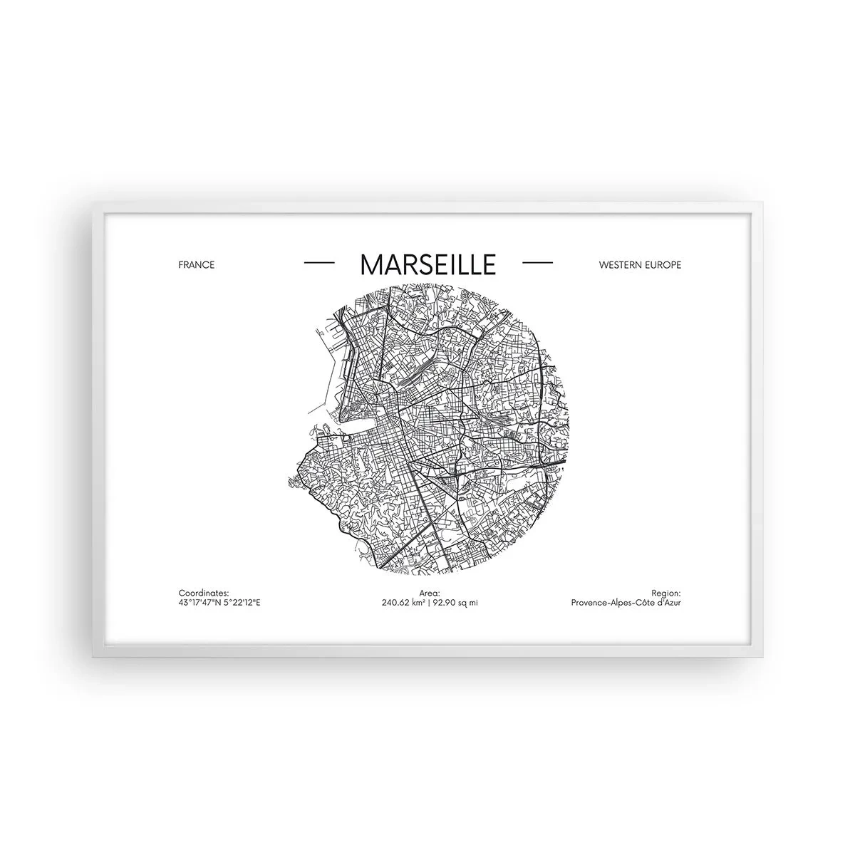 Plagát v bielom ráme - Anatómia Marseille - 91x61 cm