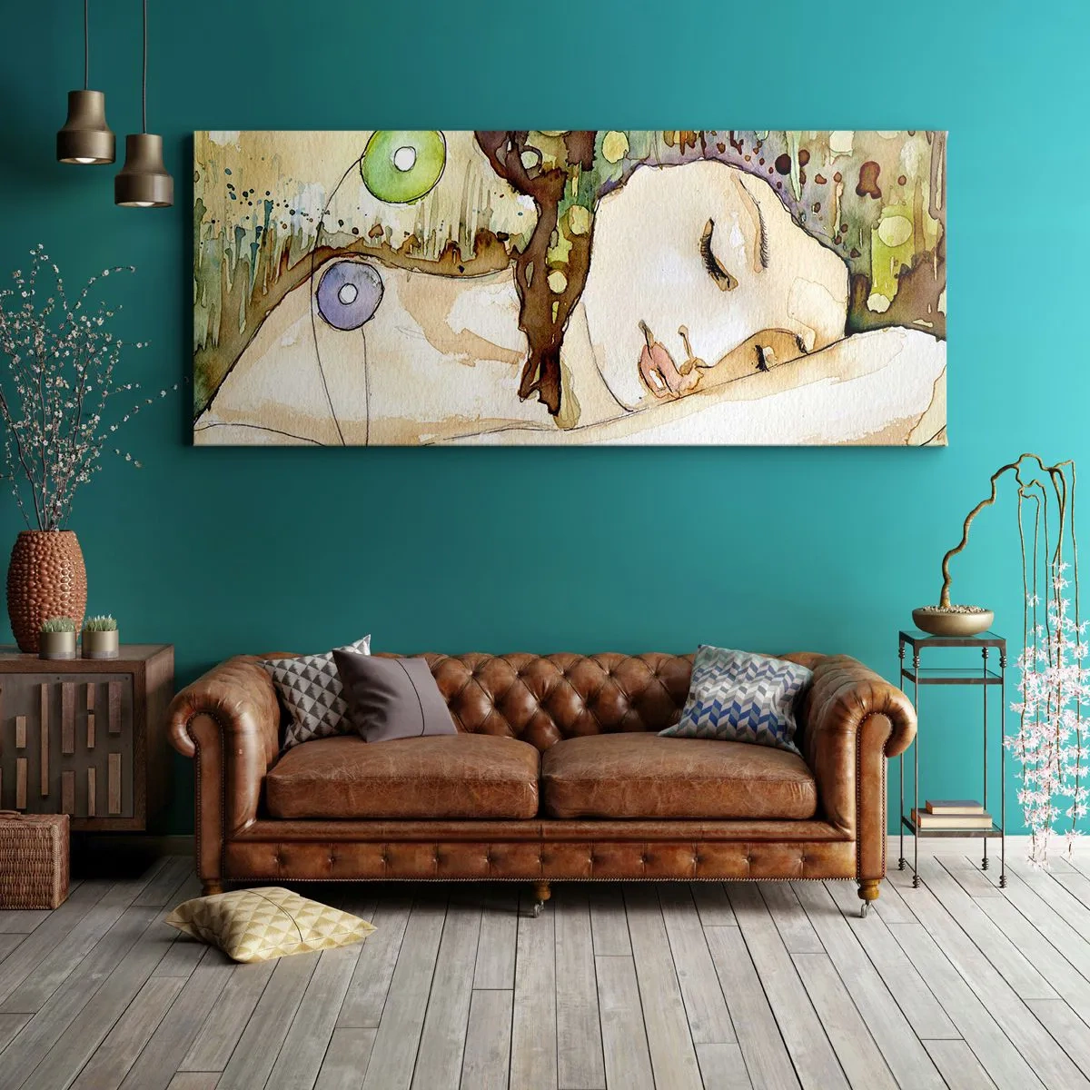 Obraz na plátne - Smaragdovo-fialový sen - 140x50 cm