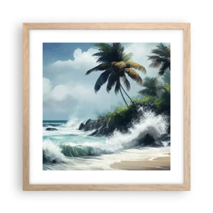 Plagát v ráme zo svetlého duba - Na tropickom pobreží - 40x40 cm