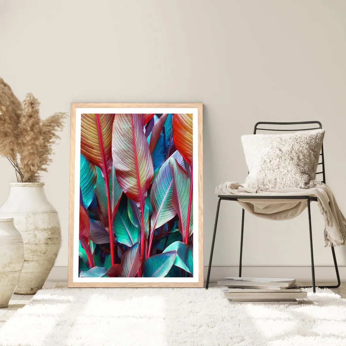 Plagát v ráme zo svetlého duba - Farebná húština - 50x70 cm