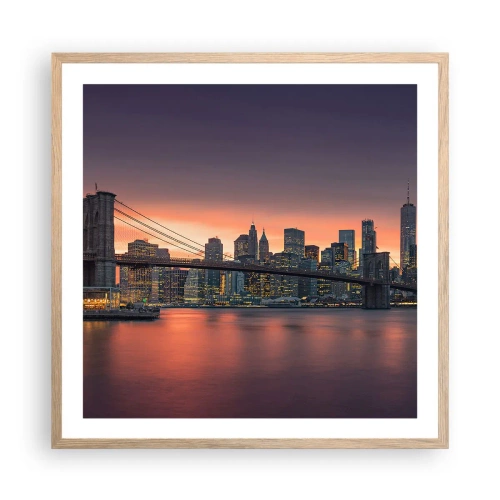 Plagát v ráme zo svetlého duba - Ponorené do ľaliového ticha - 60x60 cm