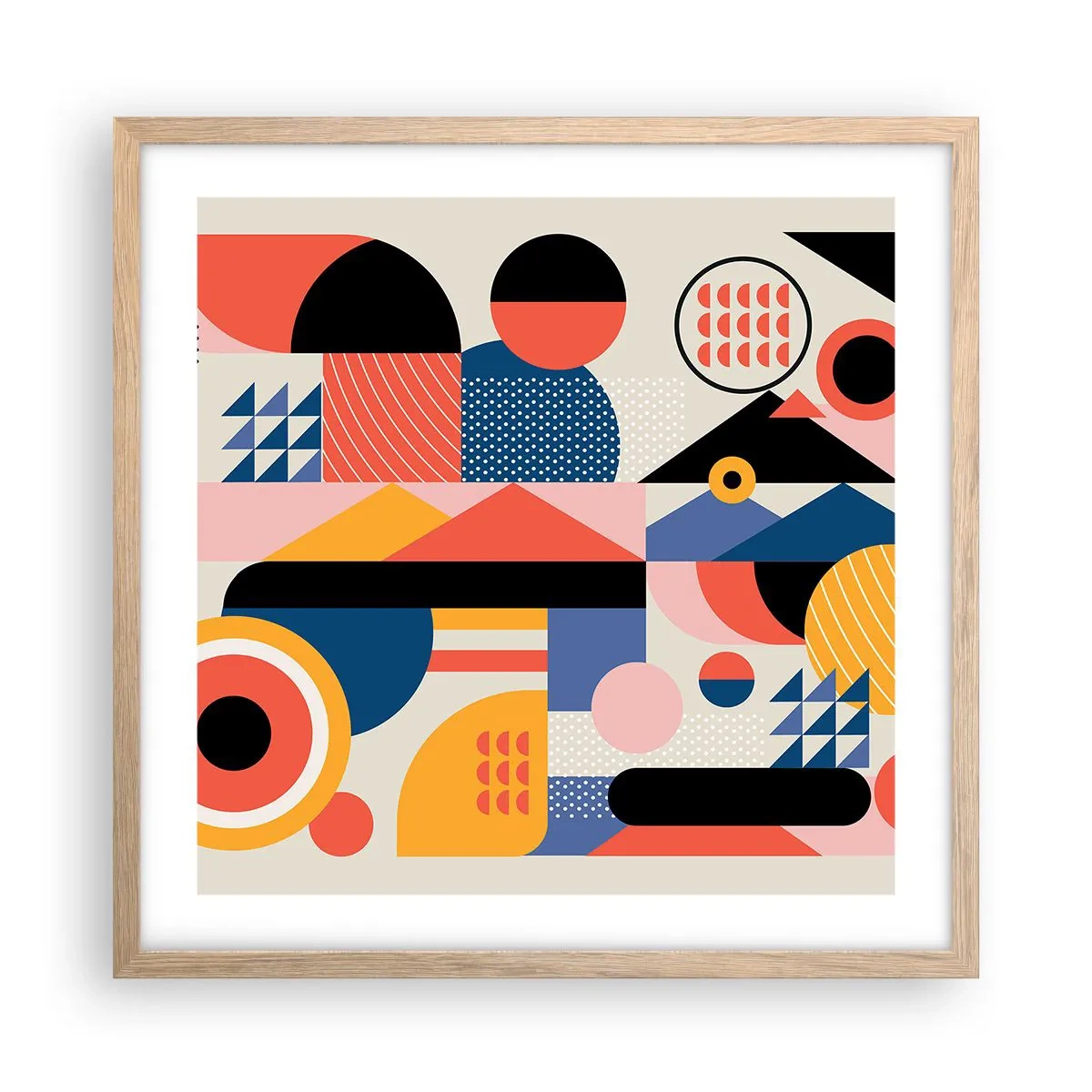 Plagát v ráme zo svetlého duba - Kompozícia: poďme sa hrať - 50x50 cm