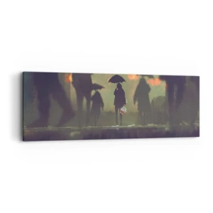Obraz na plátne - Z perspektívy kvapky dažďa - 90x30 cm