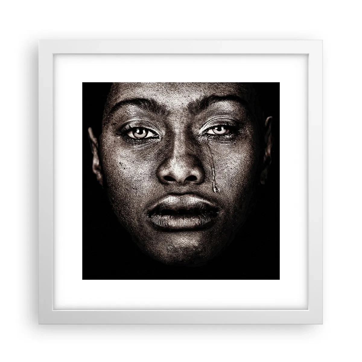 Plagát v bielom ráme - Jedna slza - 30x30 cm
