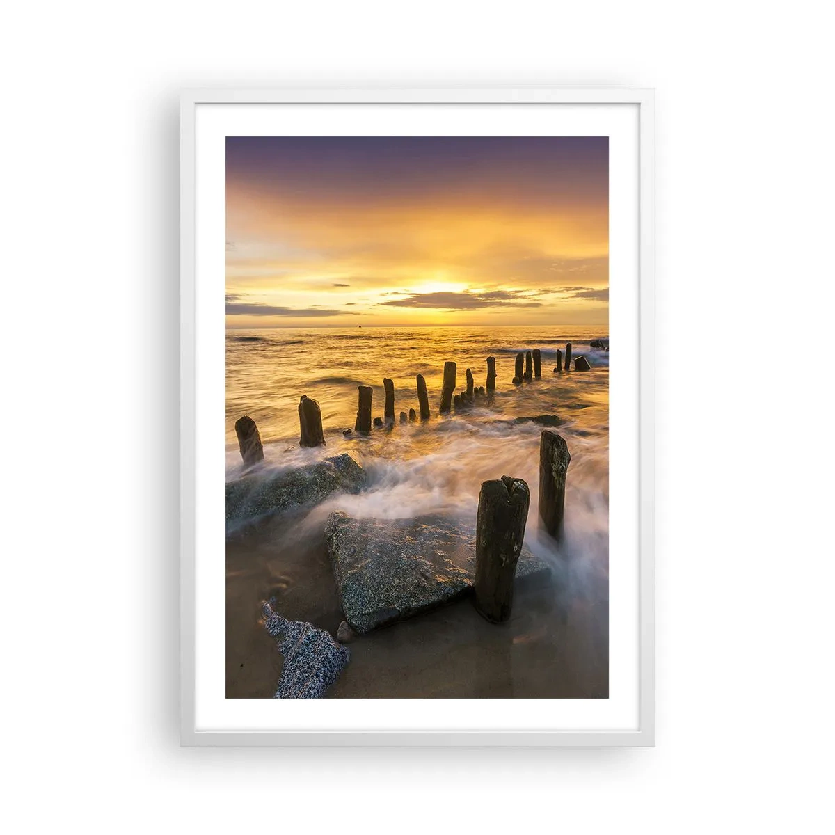 Plagát v bielom ráme - Drsná krása Baltského mora  - 50x70 cm