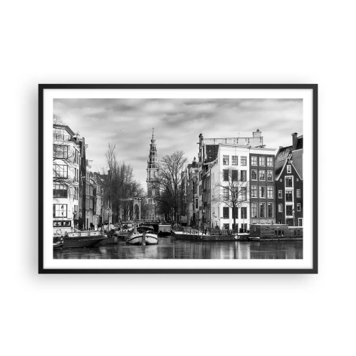 Plagát v čiernom ráme - Amsterdamské vibrácie - 91x61 cm