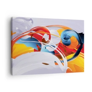 Obraz na plátne - Farebná abstrakcia s dynamickými líniami a živými farbami - 70x50cm - Tanec živlov - Moderná nástenná dekorácia do obývacej izby a spálne ARTTOR