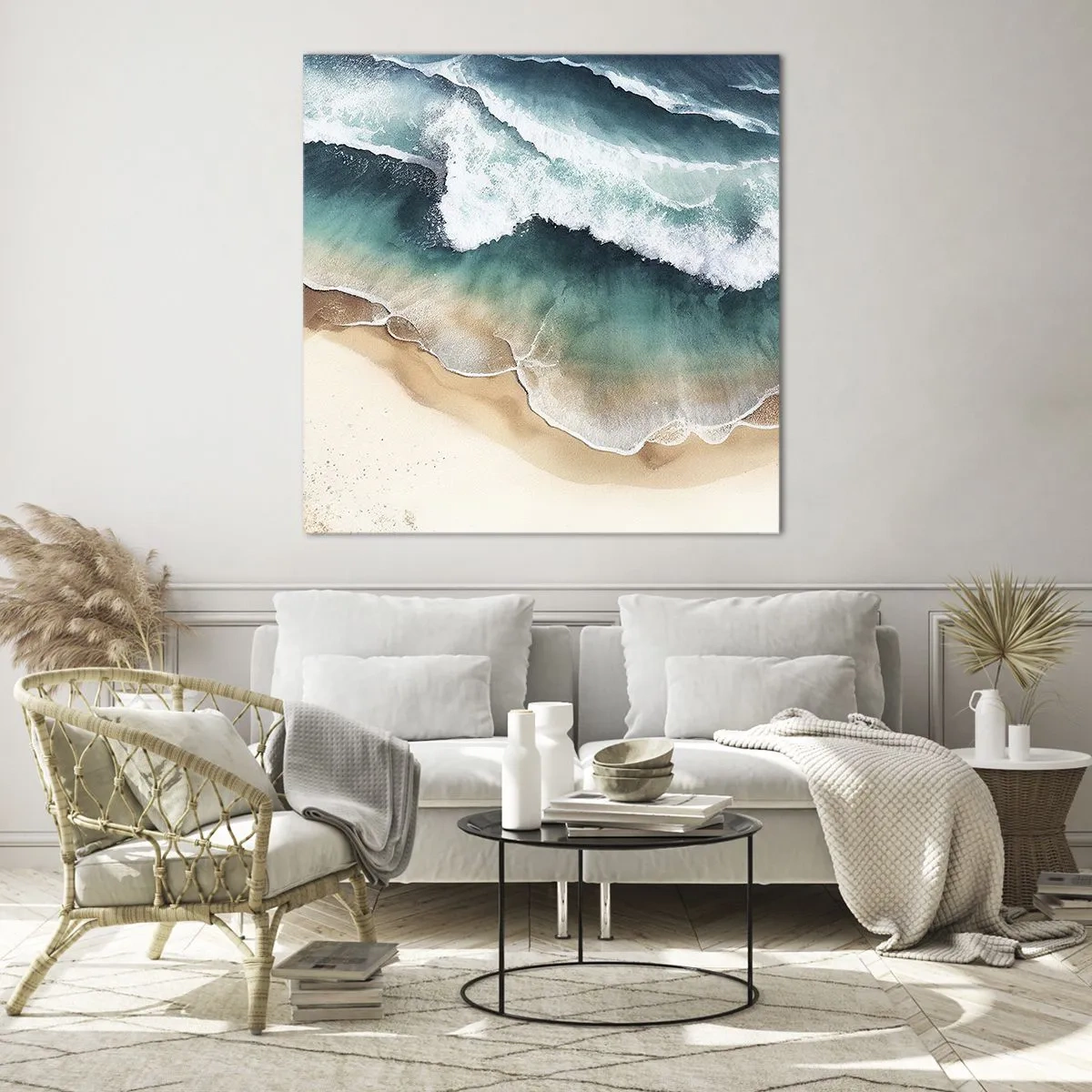 Obraz na skle - Odveké stretnutie - 40x40 cm