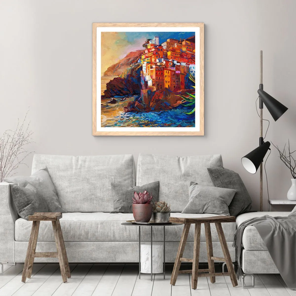 Plagát v ráme zo svetlého duba - Taliansky nádych - 50x50 cm