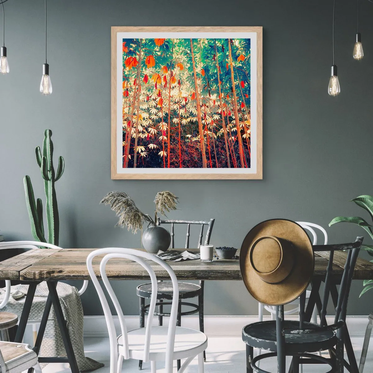 Plagát v ráme zo svetlého duba - Tajný život listov - 50x50 cm
