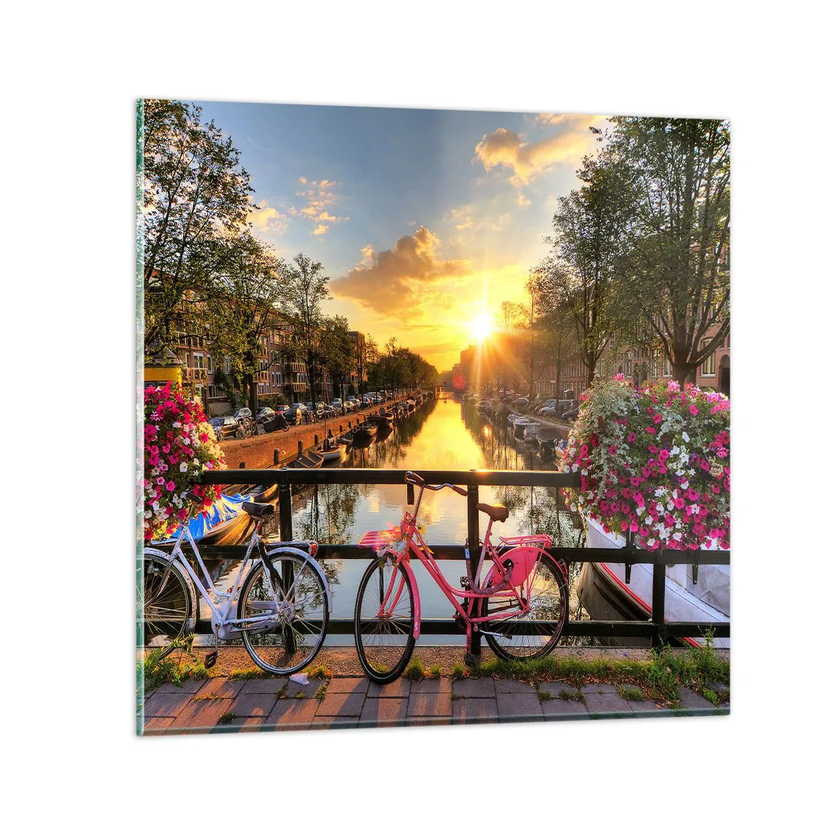 Obraz na skle - Jarné ráno v Amsterdame - 30x30 cm
