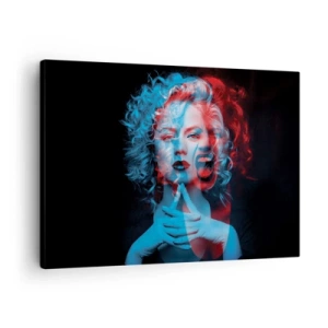 Obraz na plátne - Dvojitý portrét ženy v červenej a modrej farbe - 70x50cm - Alter ego - Moderná nástenná dekorácia do obývacej izby a spálne ARTTOR