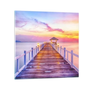 Obraz na skle - Ľaliovo-zlaté ticho večera - 40x40 cm