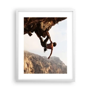 Plagát v bielom ráme - Svet zovretý v ruke na zosuve balvanu - 40x50 cm