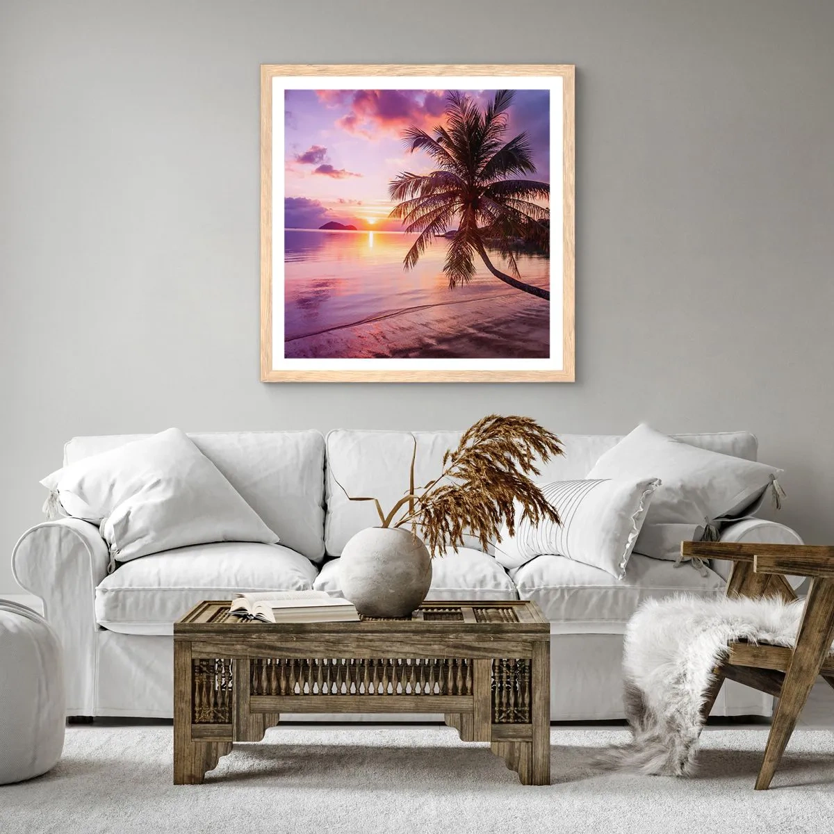 Plagát v ráme zo svetlého duba - Blahobyt až po okraj - 40x40 cm