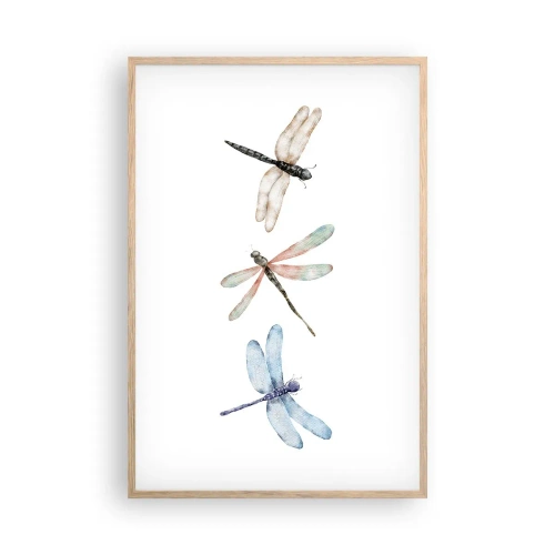 Plagát v ráme zo svetlého duba - Beztiažové vážky - 61x91 cm
