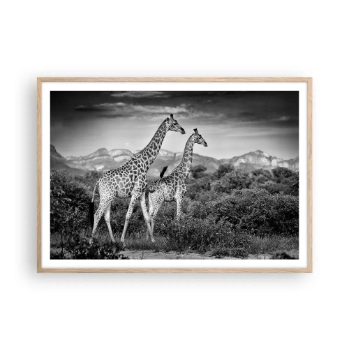 Plagát v ráme zo svetlého duba - Vyššie kruhy v Afrike - 100x70 cm