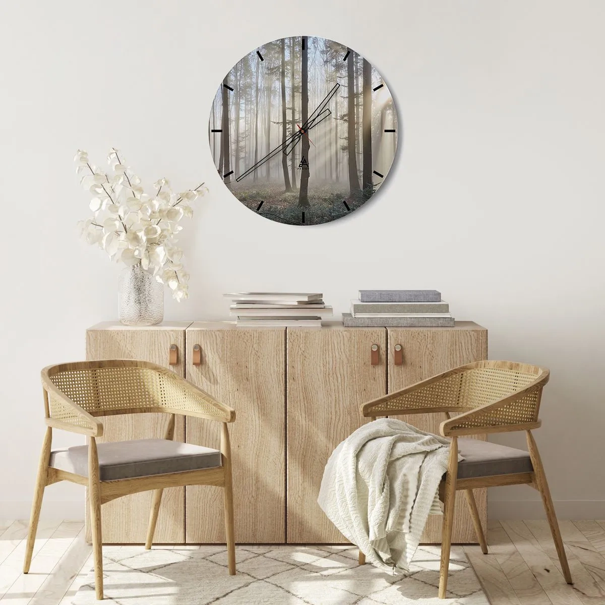 Nástenné hodiny - Hmla sa tiež zobudila - 40x40 cm