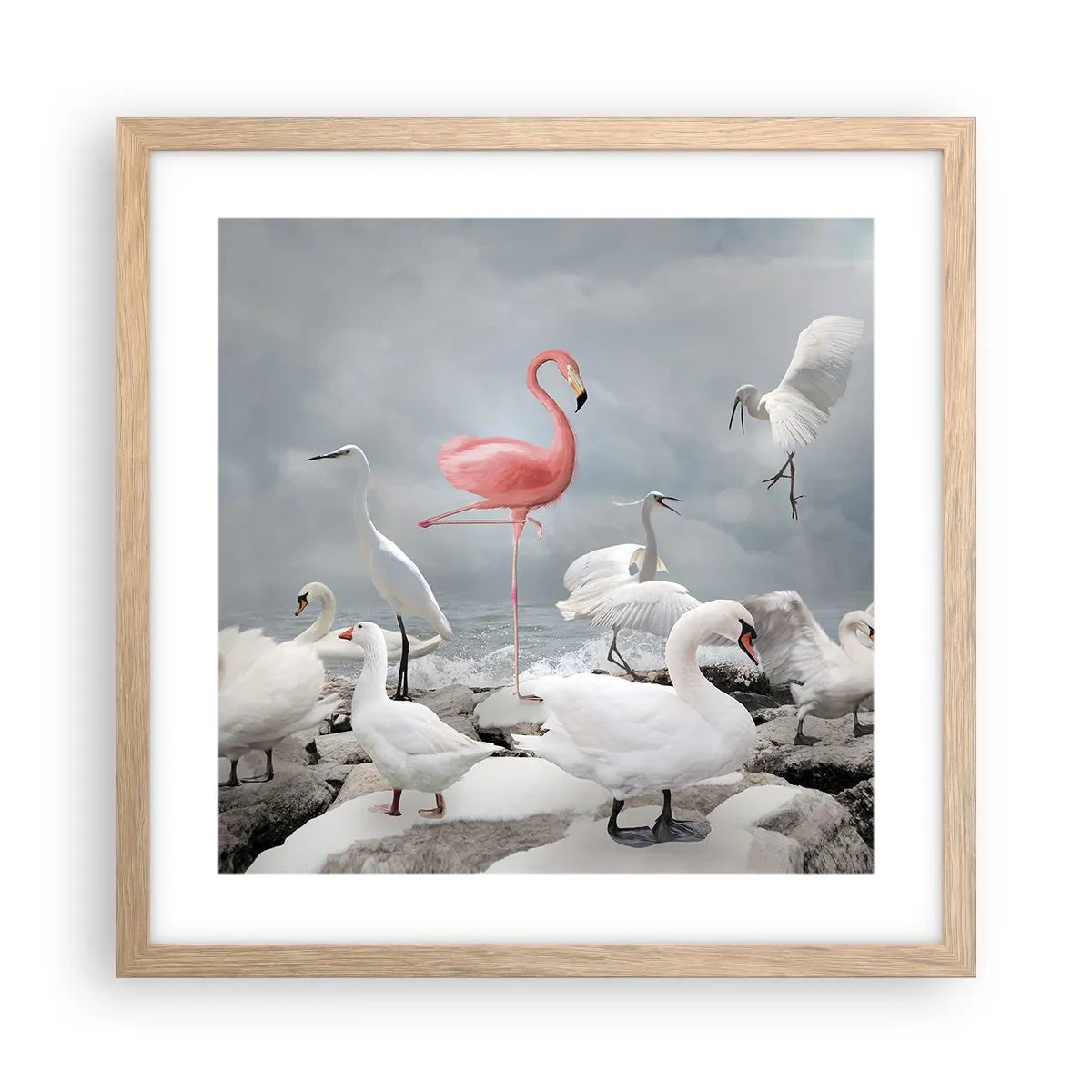 Plagát v ráme zo svetlého duba - Kde som sa tu vzal? - 40x40 cm