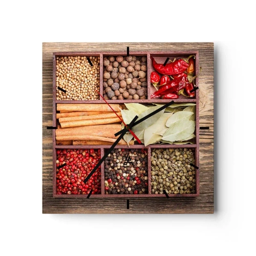 Nástenné hodiny - Poriadok tvarov, buket vôní - 40x40 cm