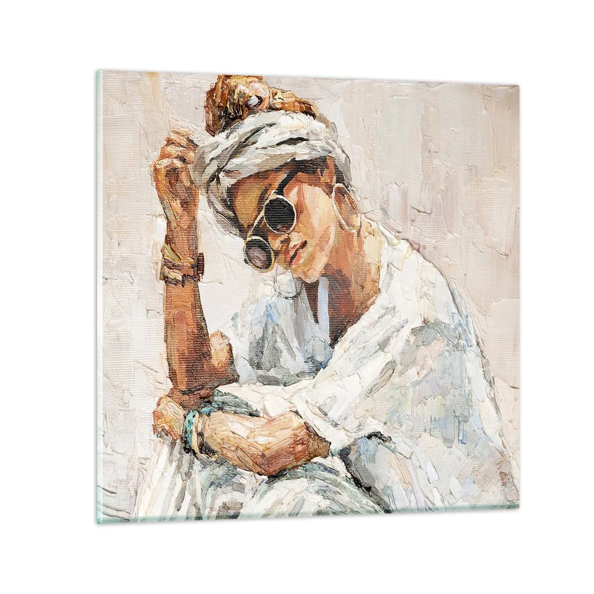 Obraz na skle - Portrét v plnom slnku - 30x30 cm