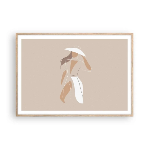 Plagát v ráme zo svetlého duba - Móda je zábava - 100x70 cm