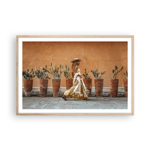 Plagát v ráme zo svetlého duba - V hippie štýle - 91x61 cm