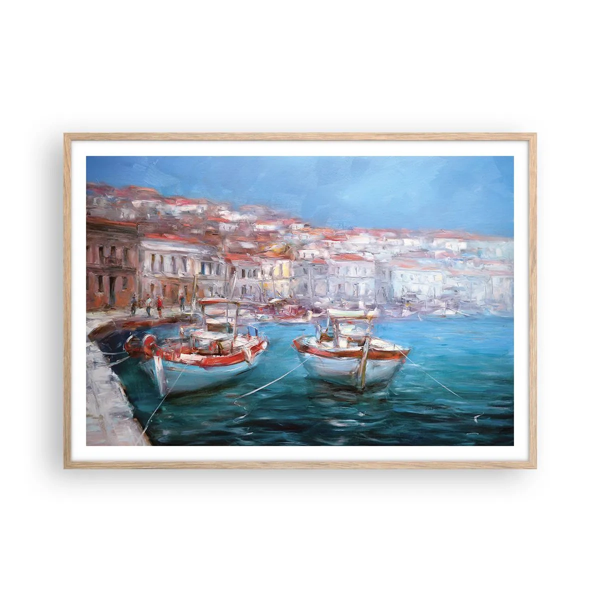 Plagát v ráme zo svetlého duba - Taliansky záliv - 100x70 cm