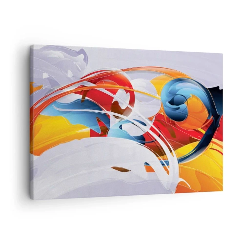 Obraz na plátne - Farebná abstrakcia s dynamickými líniami a živými farbami - 70x50cm - Tanec živlov - Moderná nástenná dekorácia do obývacej izby a spálne ARTTOR