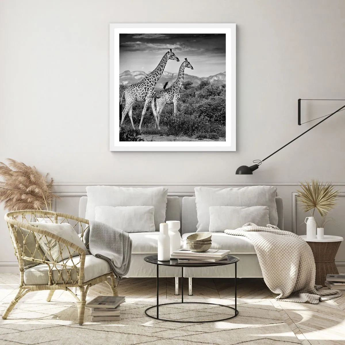 Plagát v bielom ráme - Vyššie kruhy v Afrike - 50x50 cm
