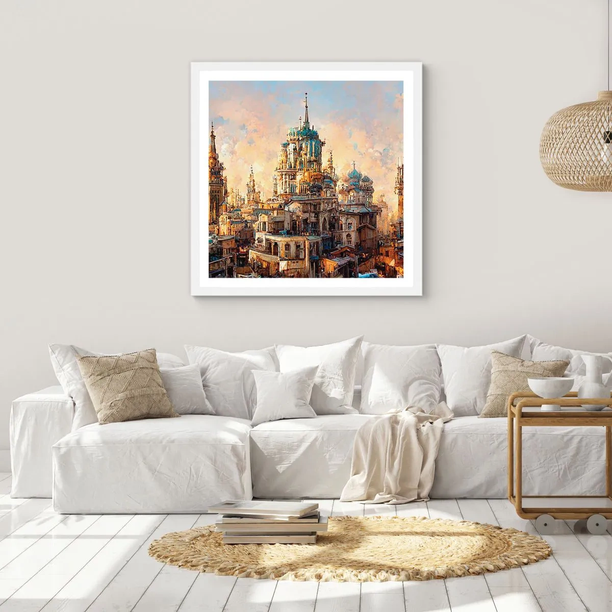 Plagát v bielom ráme - Mesto miest - 60x60 cm