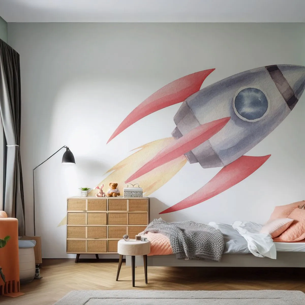 Fototapeta Premium Canvas - Vyššie, rýchlejšie, ďalej - Vesmírna raketa, Detský, Kozmos - 250x175 cm