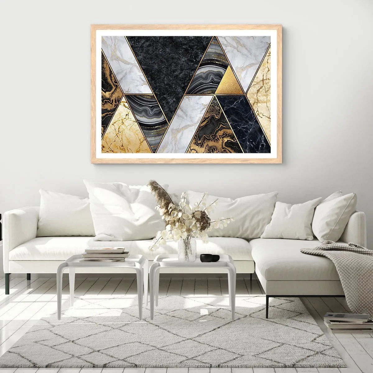 Plagát v ráme zo svetlého duba - Kameň vedľa kameňa - 70x50 cm