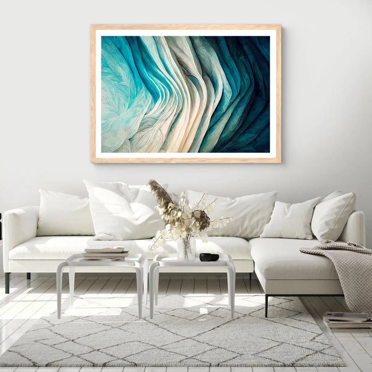 Plagát v ráme zo svetlého duba - Modrá neukojiteľnosť - 100x70 cm