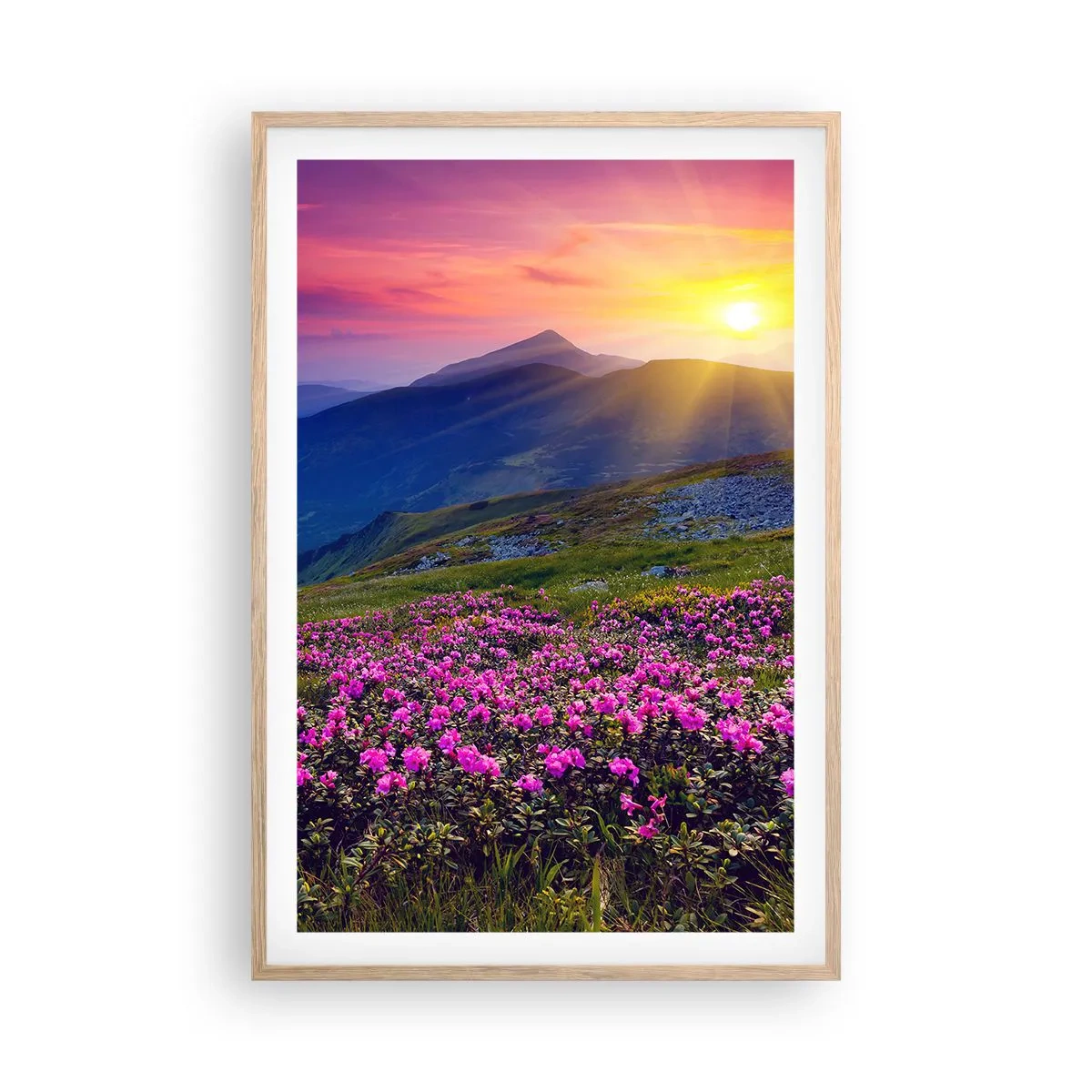 Plagát v ráme zo svetlého duba - …A okolo vonia kosodrevina a voňajú byliny - 61x91 cm