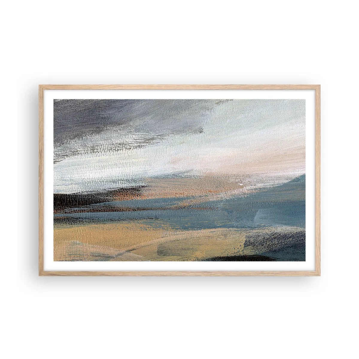 Plagát v ráme zo svetlého duba - Abstrakcia: severná krajina - 91x61 cm