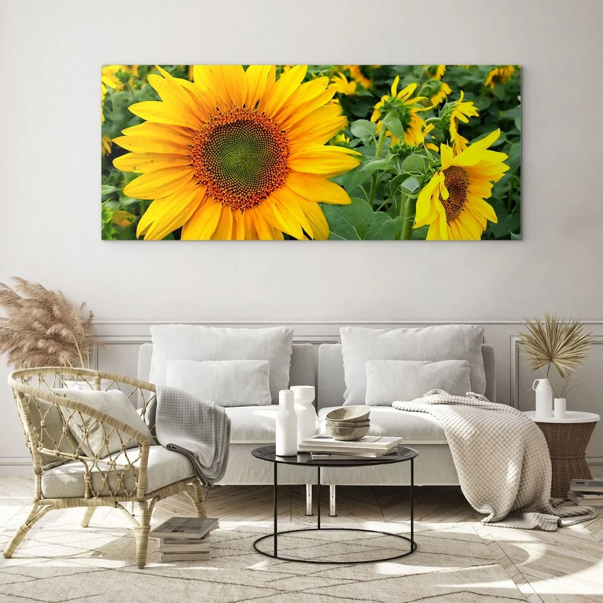 Obraz na skle - Zahoreli stovky sĺnk - 90x30 cm