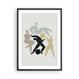 Plagát v čiernom ráme - Abstraktné siluety postáv v dynamickom pohybe - 50x70cm - Pohyb pre zdravie a krásu - Moderná nástenná dekorácia do obývacej izby a spálne ARTTOR