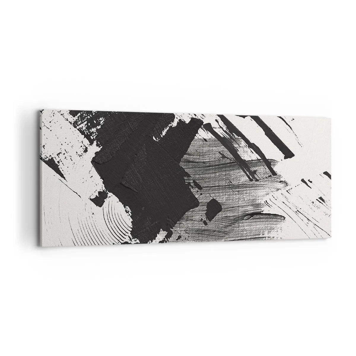 Obraz na plátne - Abstrakcia – expresia čiernej - 100x40 cm