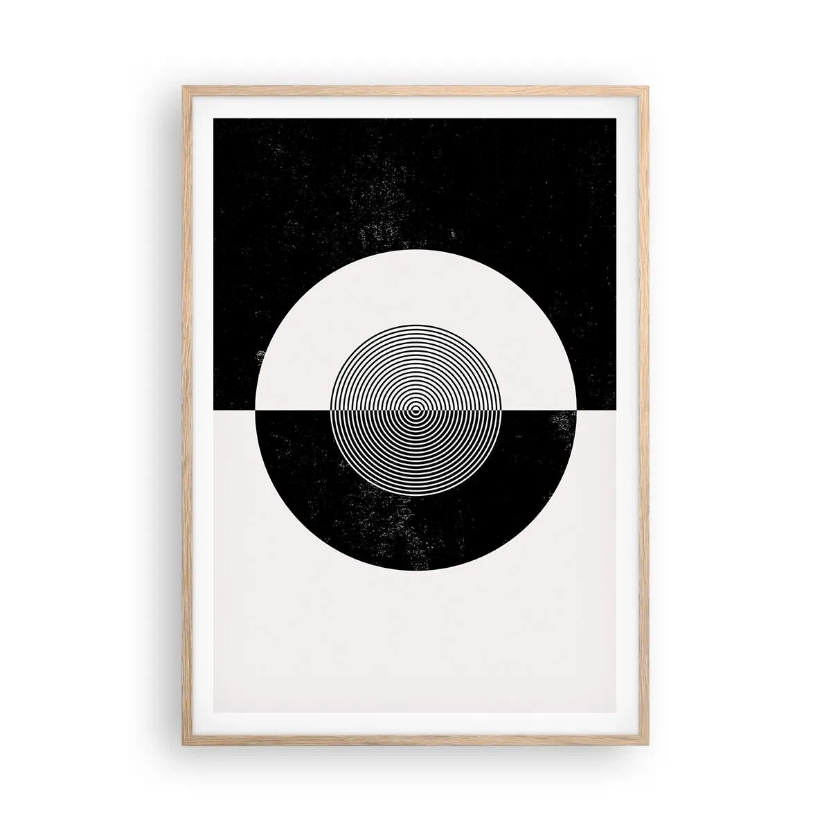 Plagát v ráme zo svetlého duba - Harmónia v čiernej a bielej - 70x100 cm