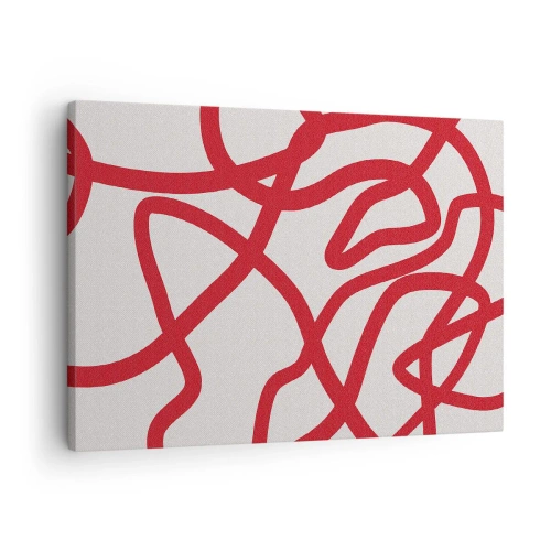 Obraz na plátne - Červené abstraktné čiary na bielom pozadí - 70x50cm - Červené na bielom - Moderná nástenná dekorácia do obývacej izby a spálne ARTTOR
