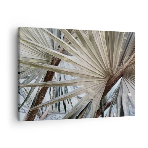 Obraz na plátne - Detailný záber palmových listov v prírodných odtieňoch zelenej - 70x50cm - Vejáre v trópoch - Moderná nástenná dekorácia do obývacej izby a spálne ARTTOR