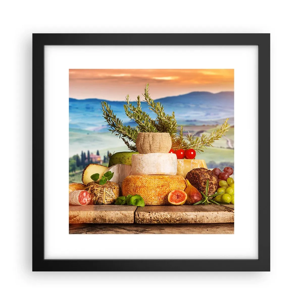 Plagát v čiernom ráme - Talianska radosť zo života - 30x30 cm