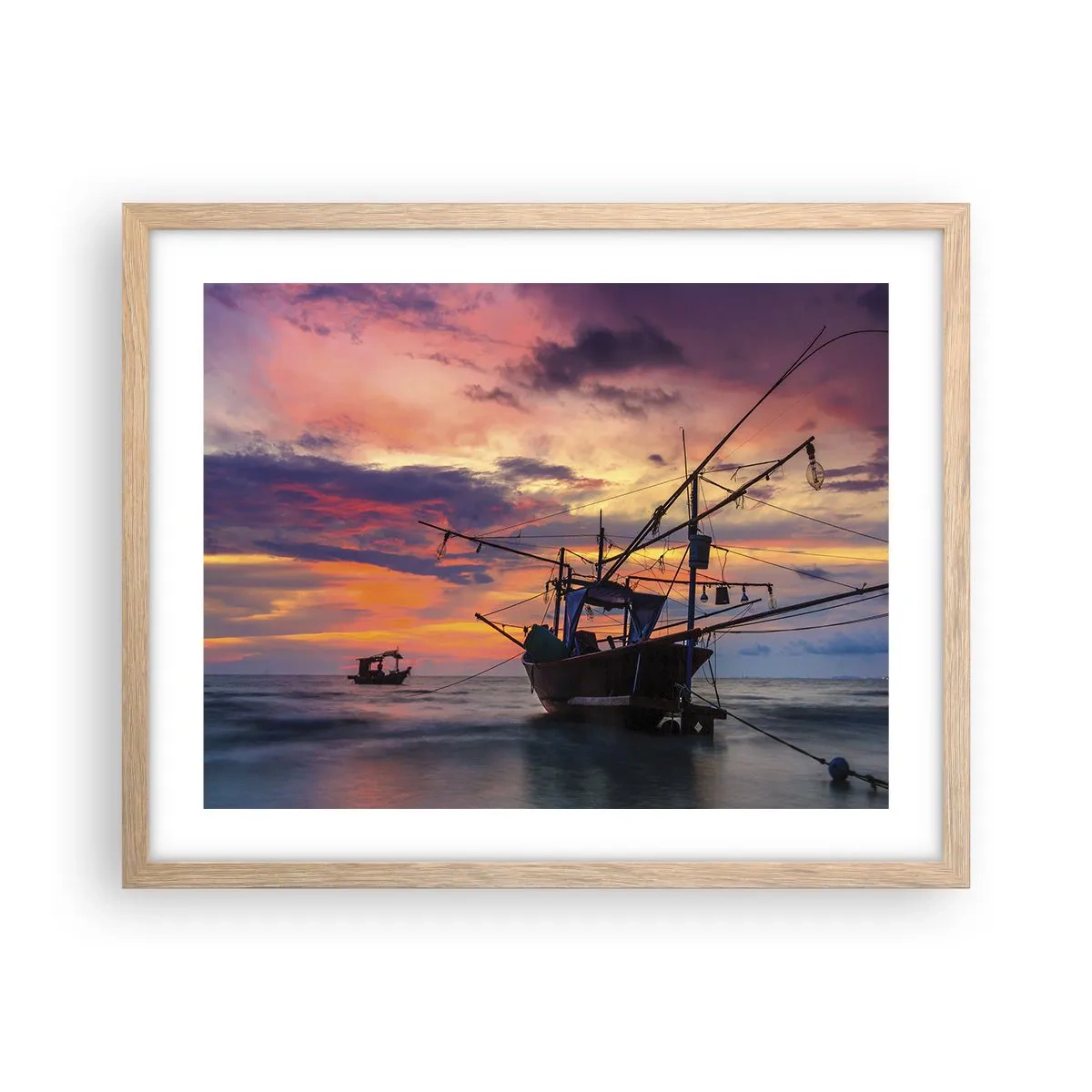 Plagát v ráme zo svetlého duba - Exotický večer - 50x40 cm