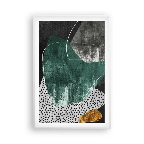 Plagát v bielom ráme - Farebná abstrakcia so zlatou vločkou - 61x91 cm