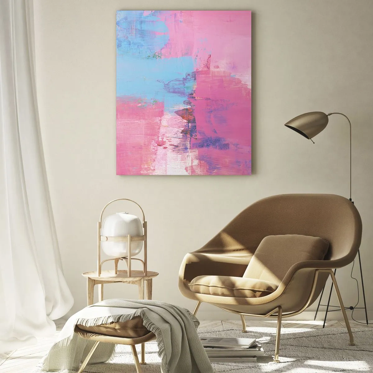 Obraz na skle - Ružová, modrá a štipka svetla - 50x70 cm