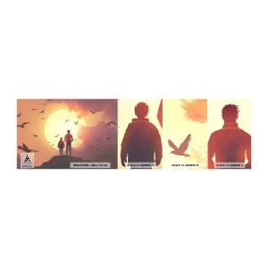 Vzorka samolepiacej fototapety Deluxe Sticker - So slnkom tvári v tvár - Abstrakcia, Fantázia, Kus - 100x30 cm